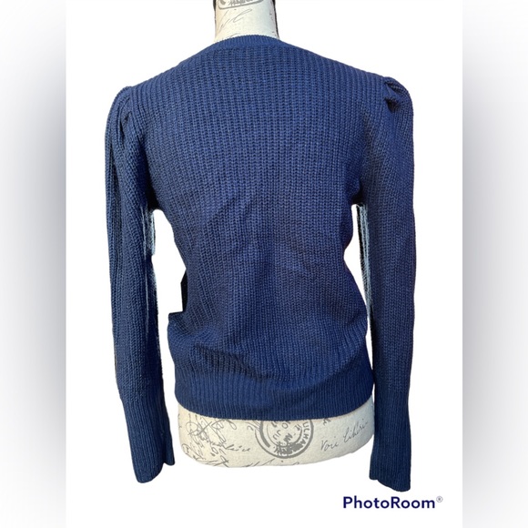 NWT a.n.a a new approach Blue Long Sleeve Pearl Knitted Sweater Small - Picture 5 of 6